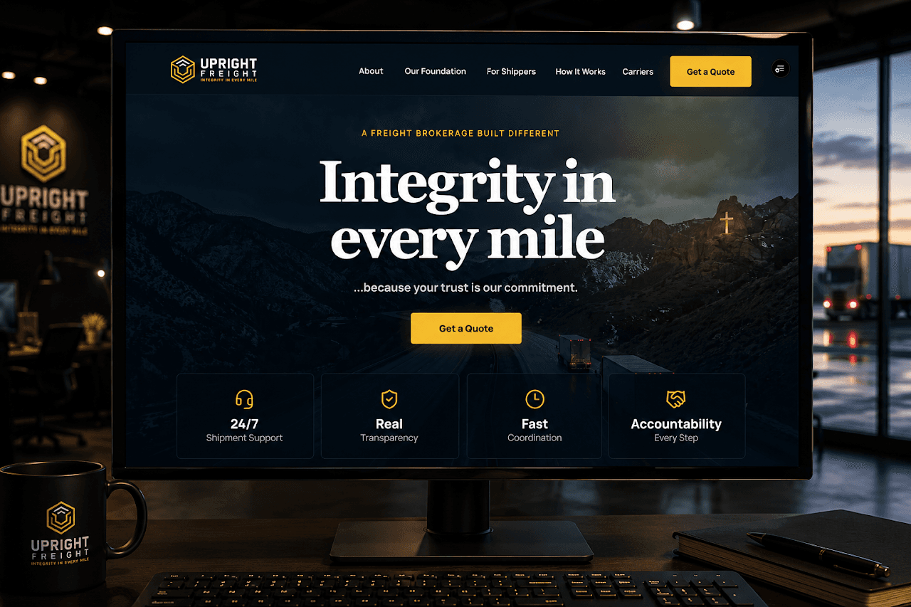 The Upright Freight business website designed by Creative Eye Studios